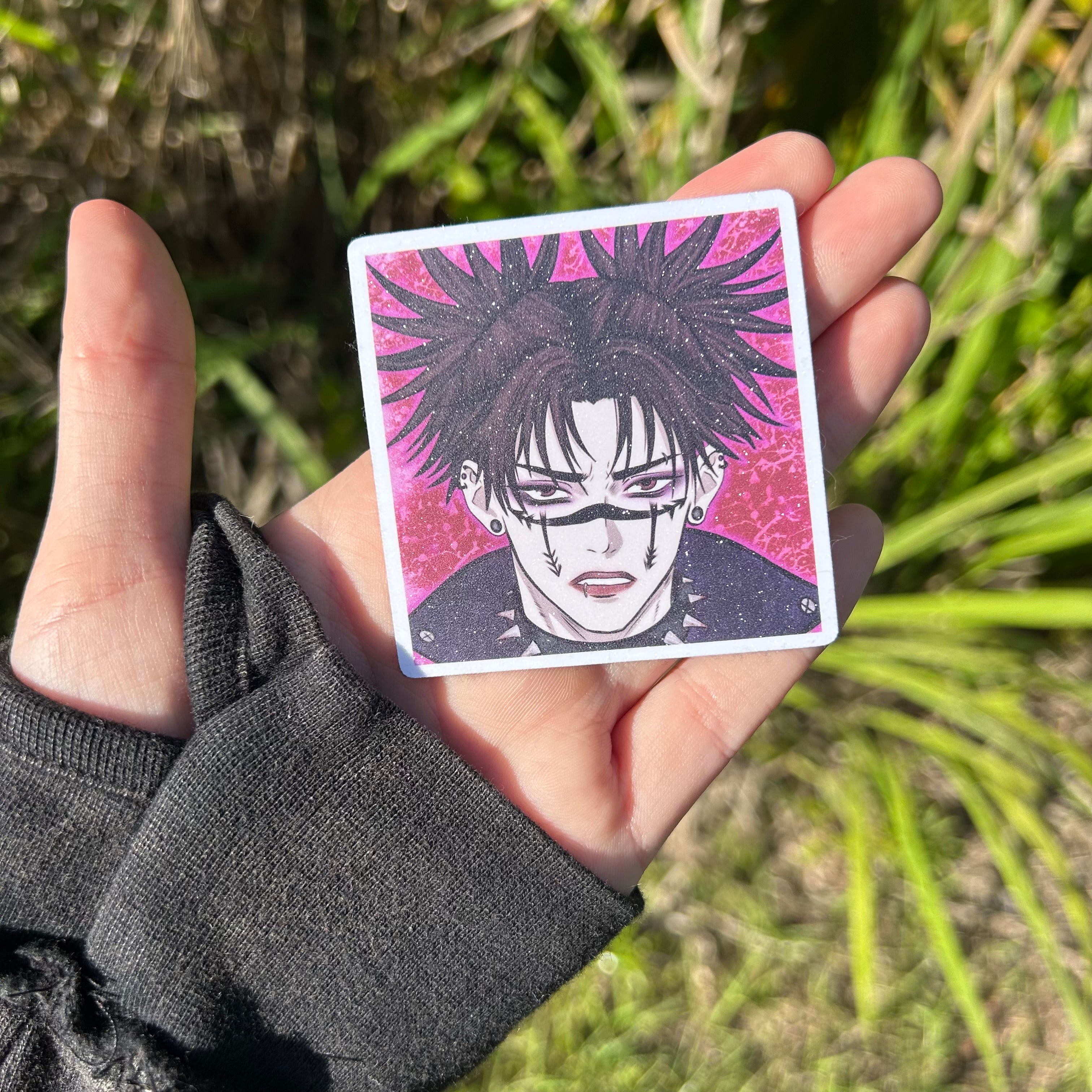 Square Emo Older Bro Anime Glitter Sticker