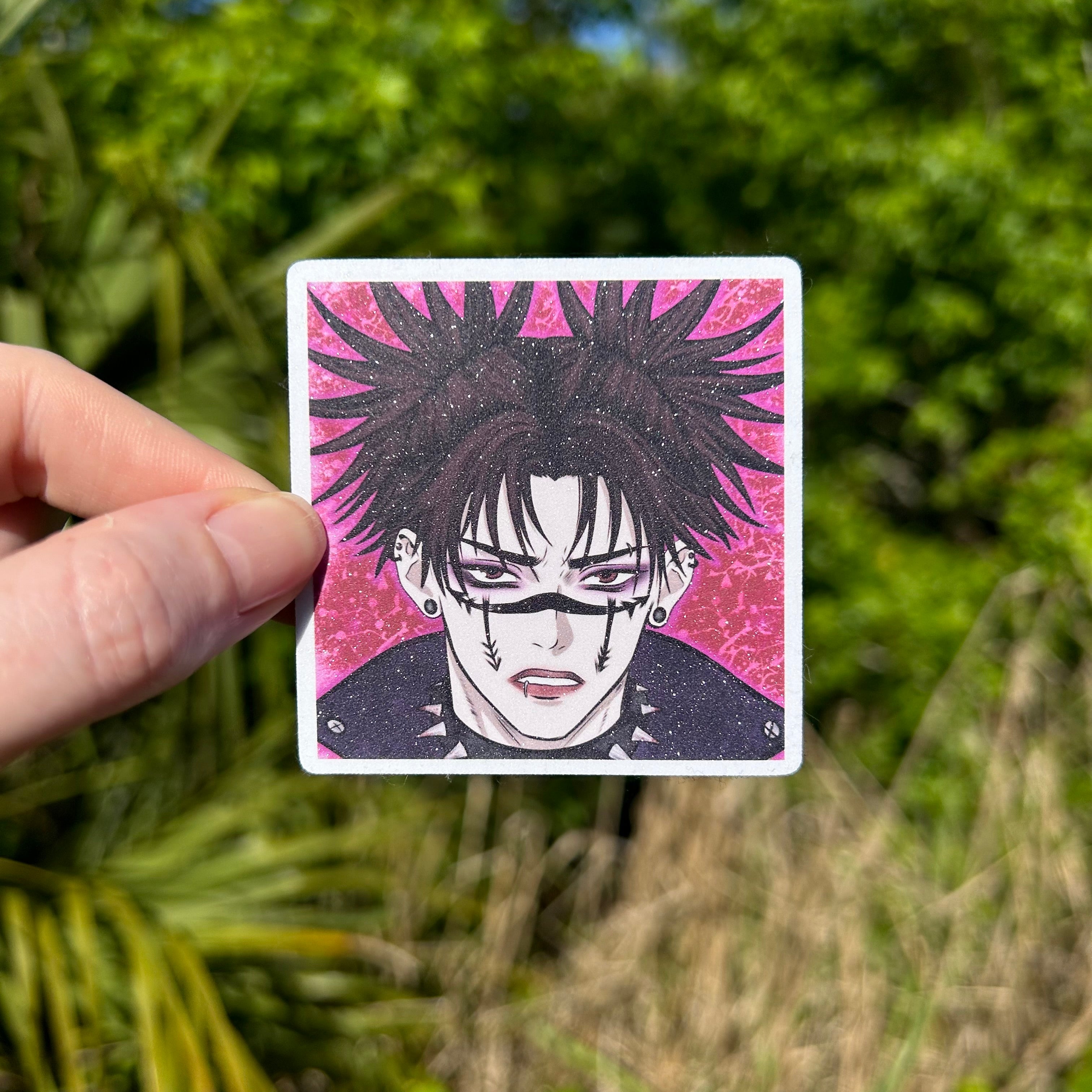 Square Emo Older Bro Anime Glitter Sticker