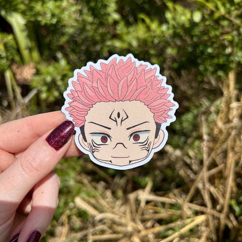 Chibi Curse King Anime Glitter Sticker