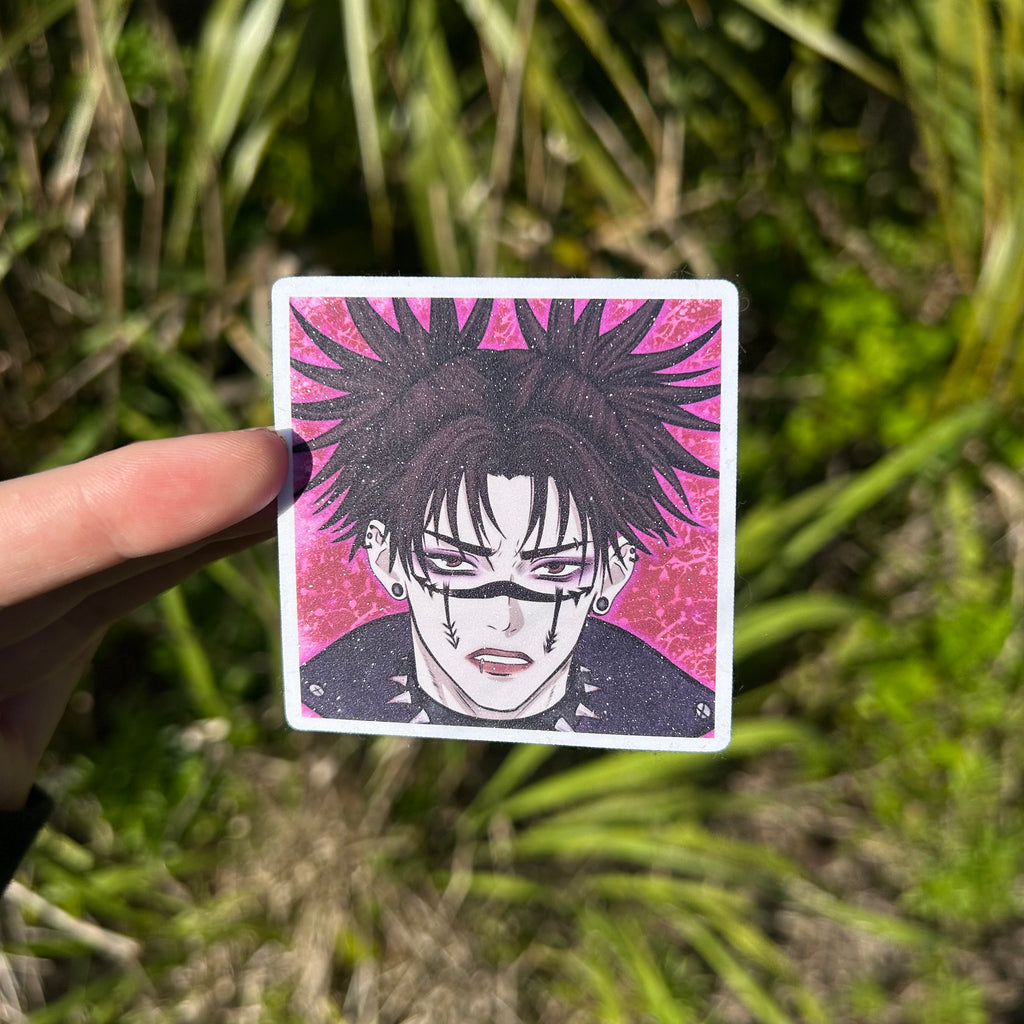 Square Emo Older Bro Anime Glitter Sticker