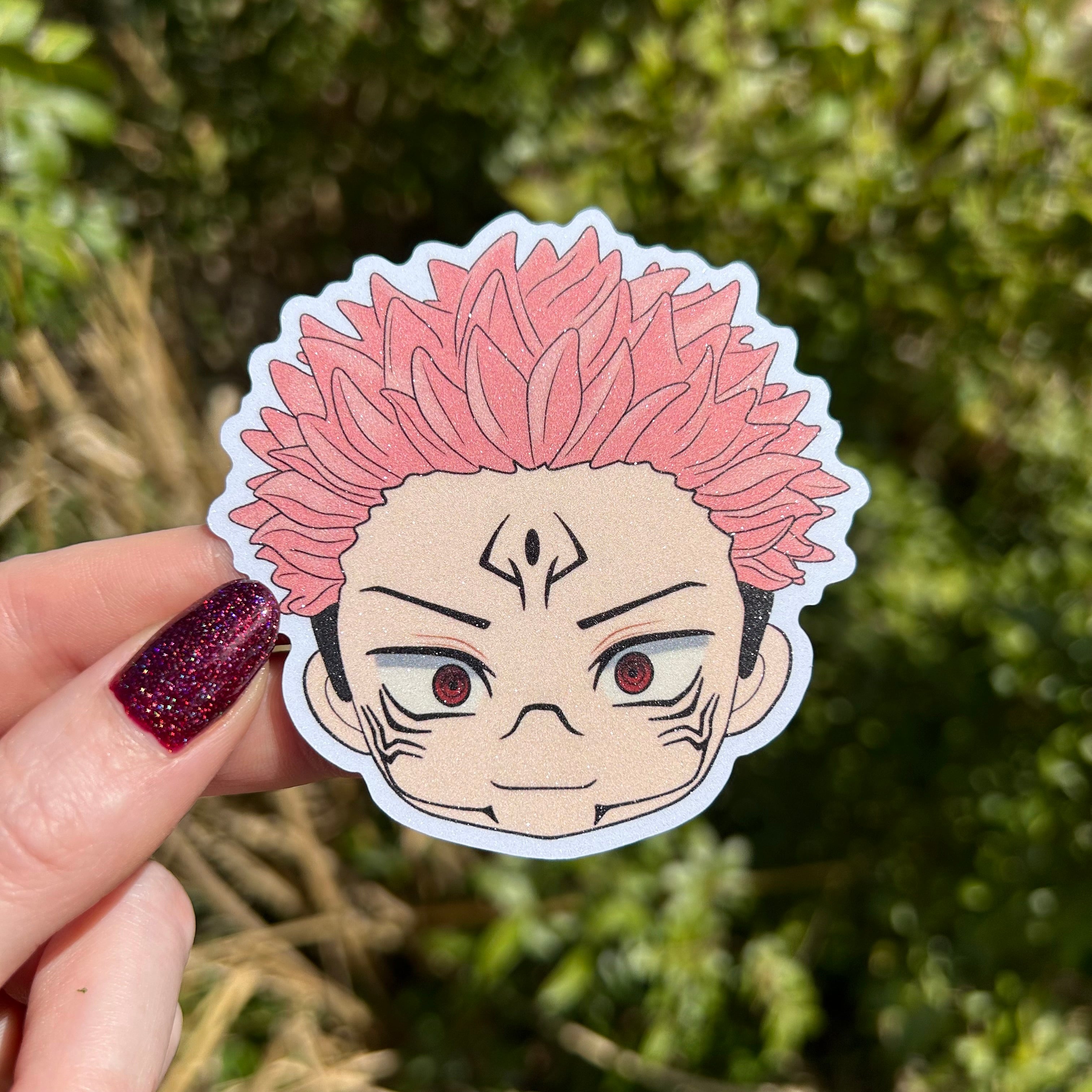 Chibi Curse King Anime Glitter Sticker
