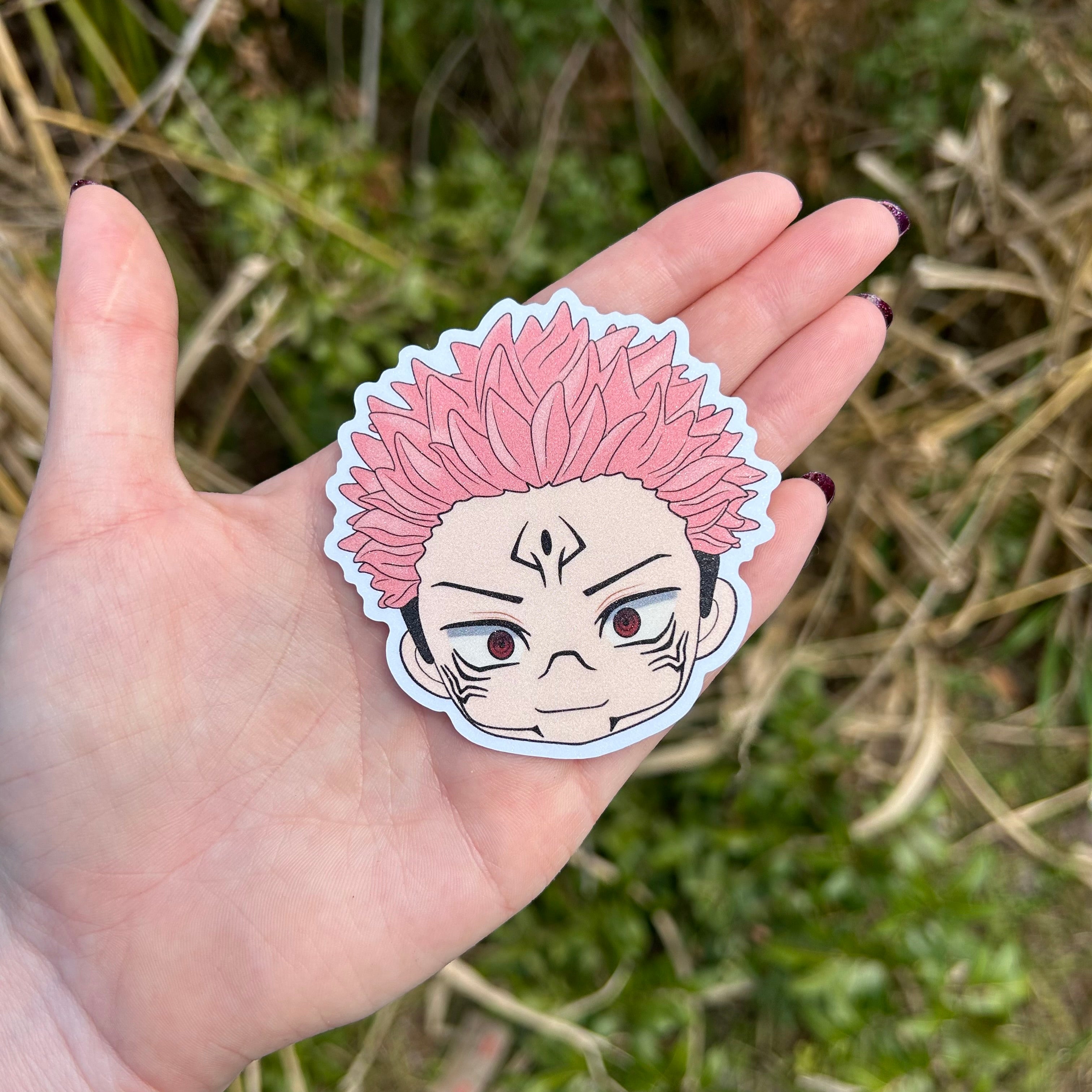 Chibi Curse King Anime Glitter Sticker