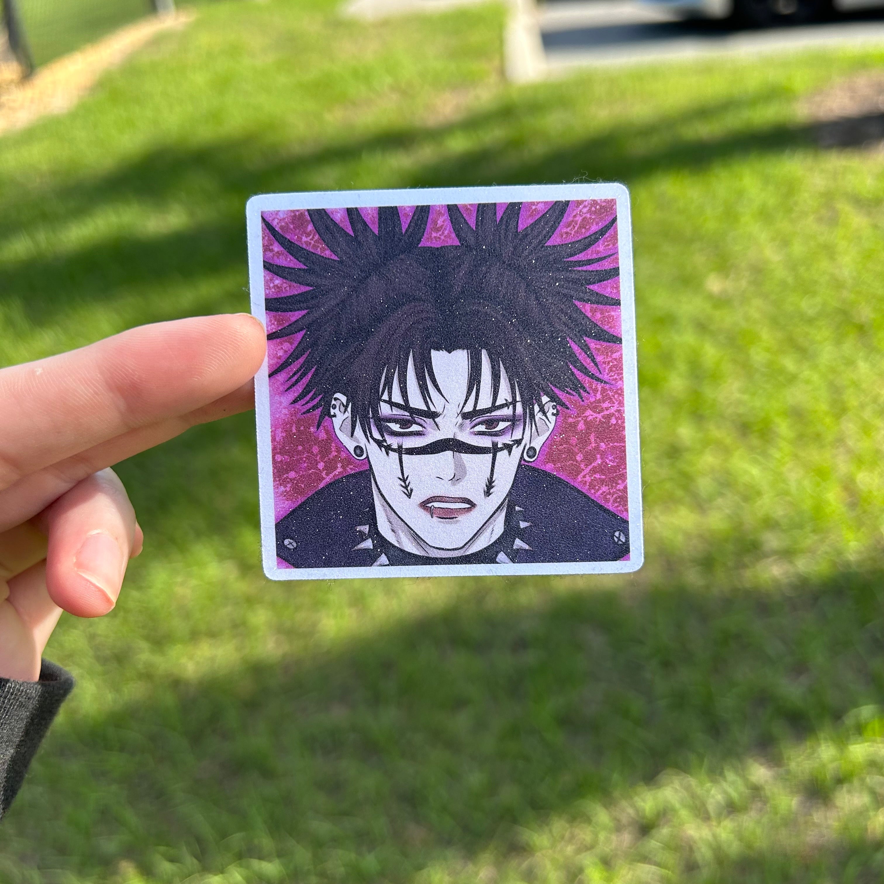 Square Emo Older Bro Anime Glitter Sticker