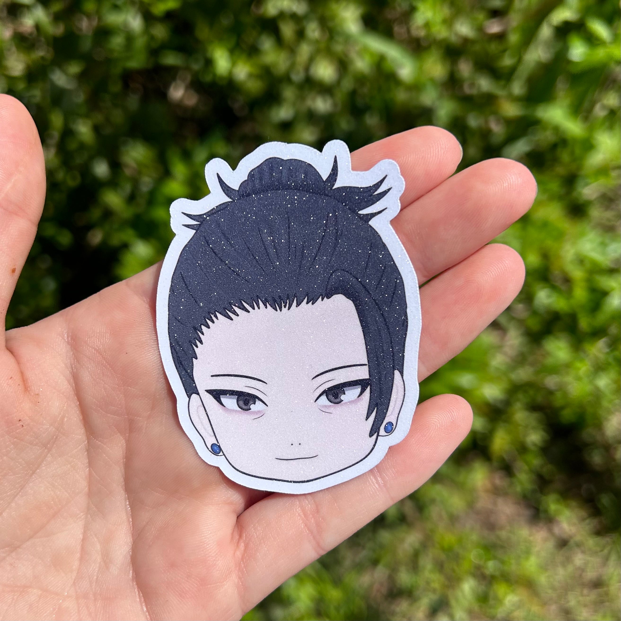 Chibi Cursed Sorcerer Anime Glitter Sticker