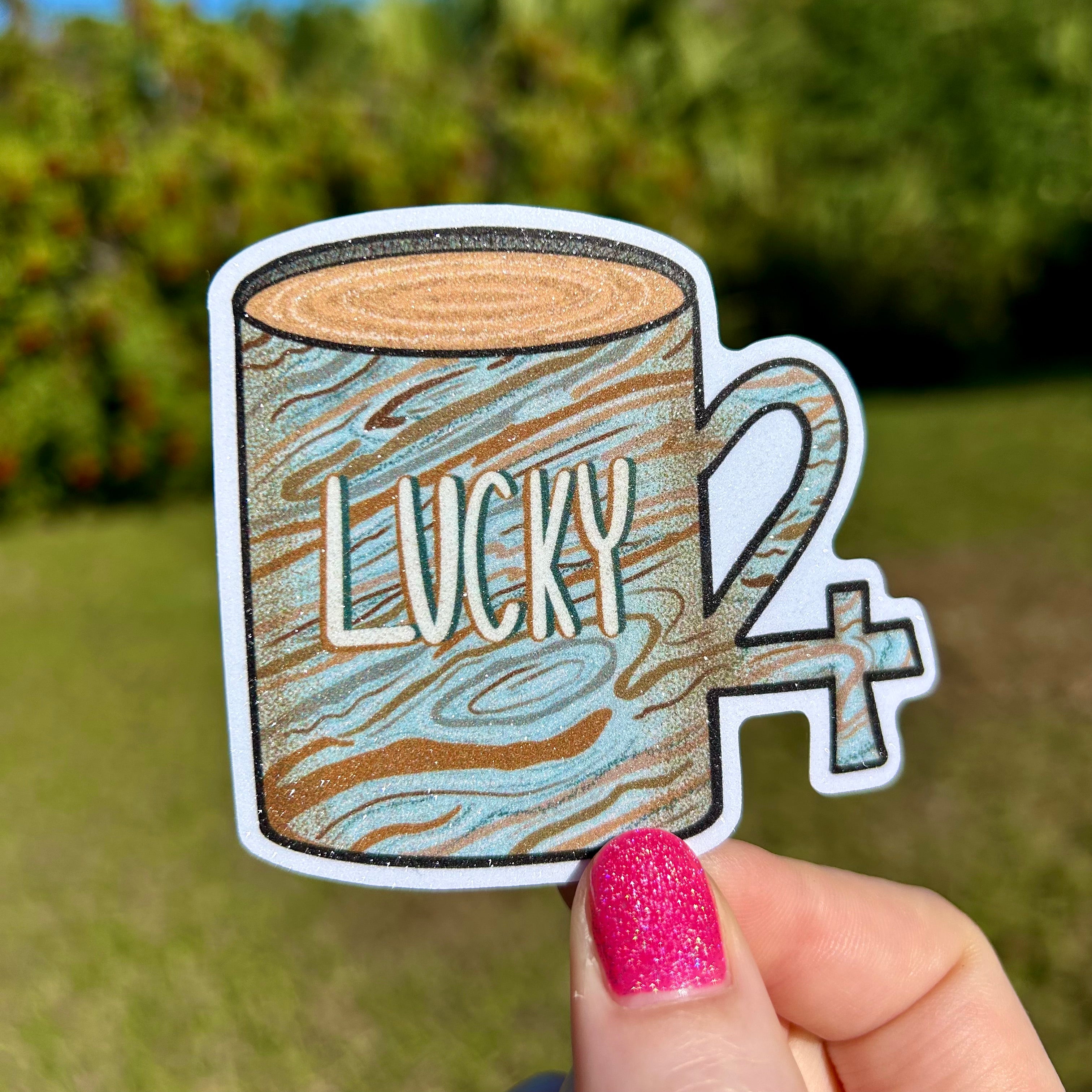 Lucky Coffee Jupiter Astrology Glitter Sticker