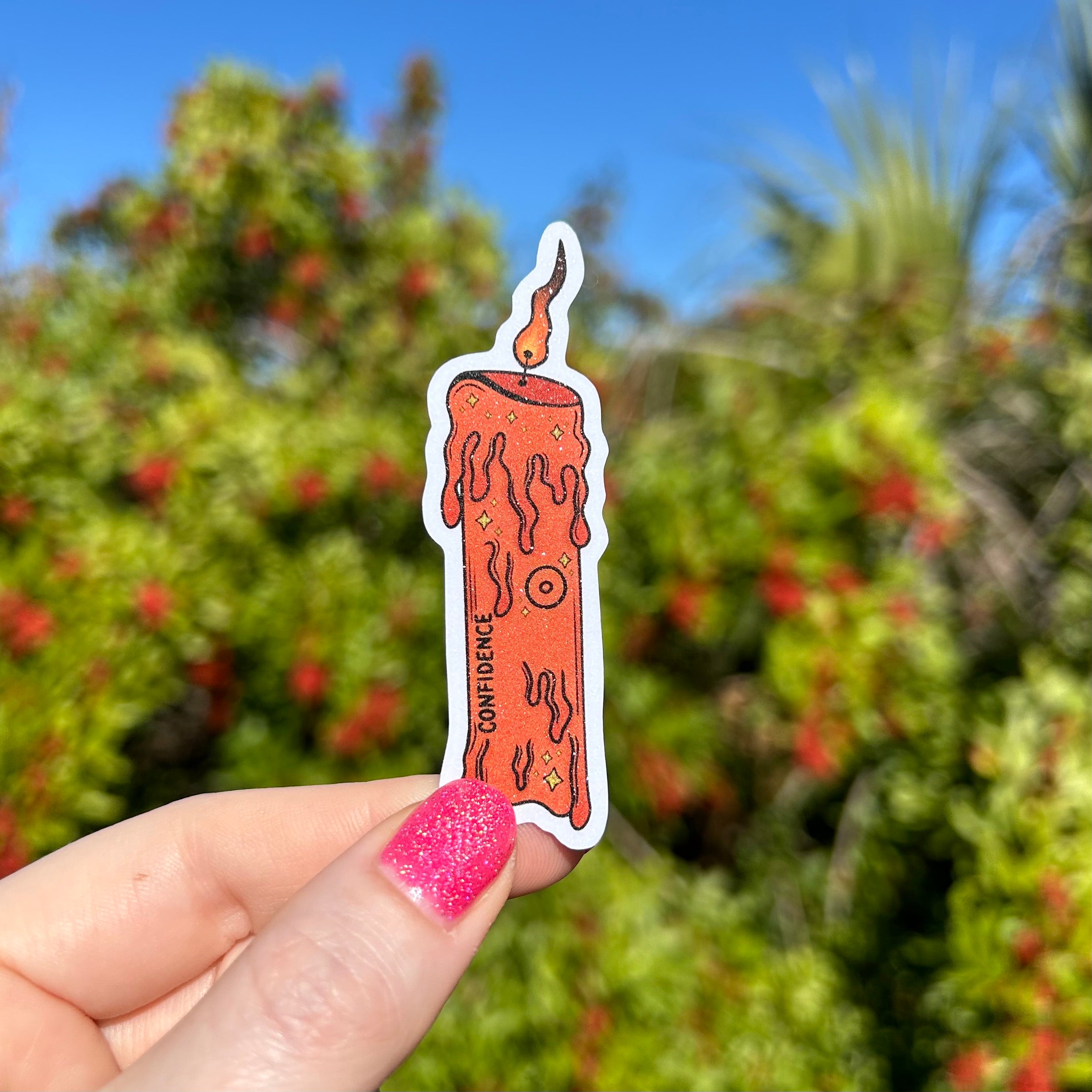 Confidence Spell Candle Glitter Sticker