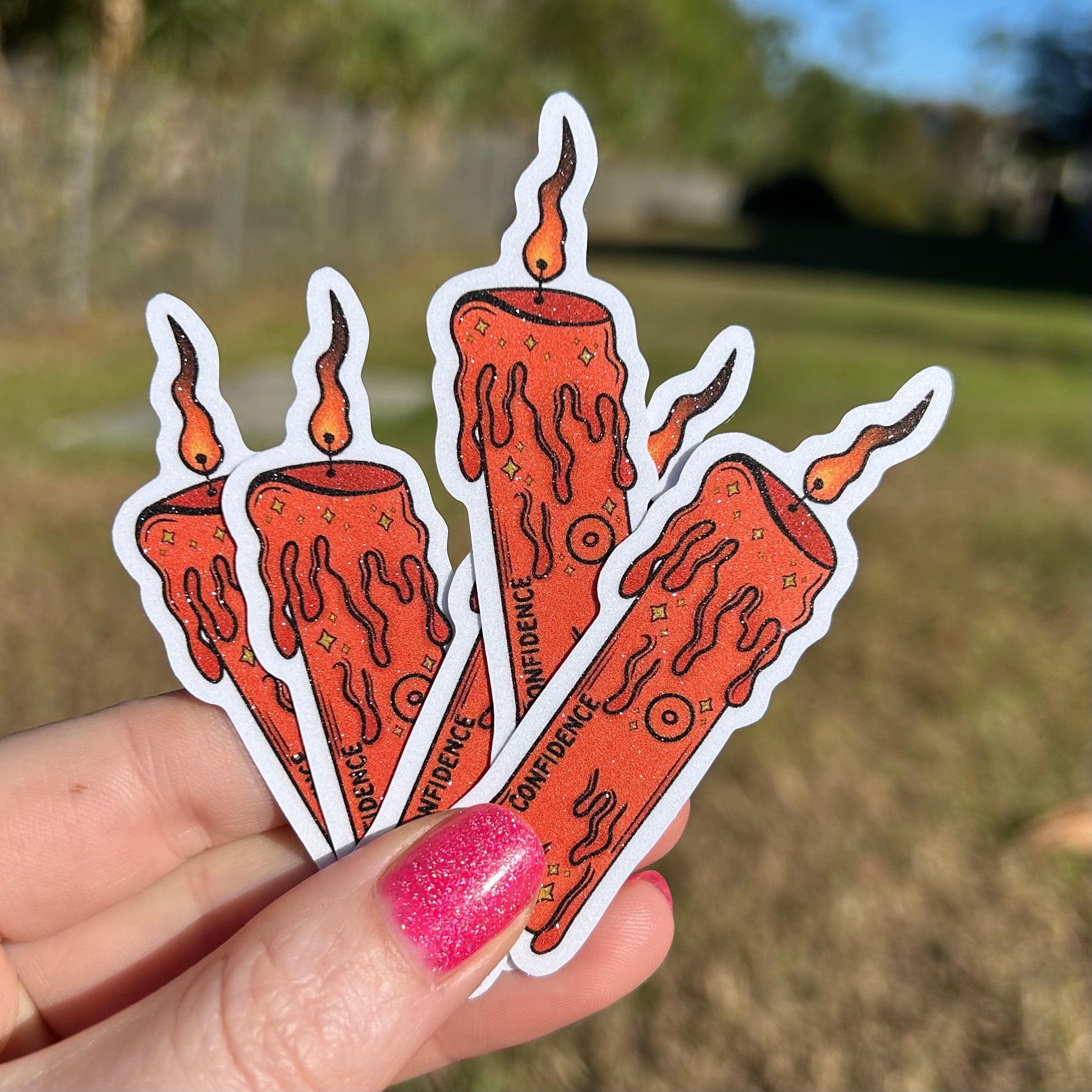 Confidence Spell Candle Glitter Sticker