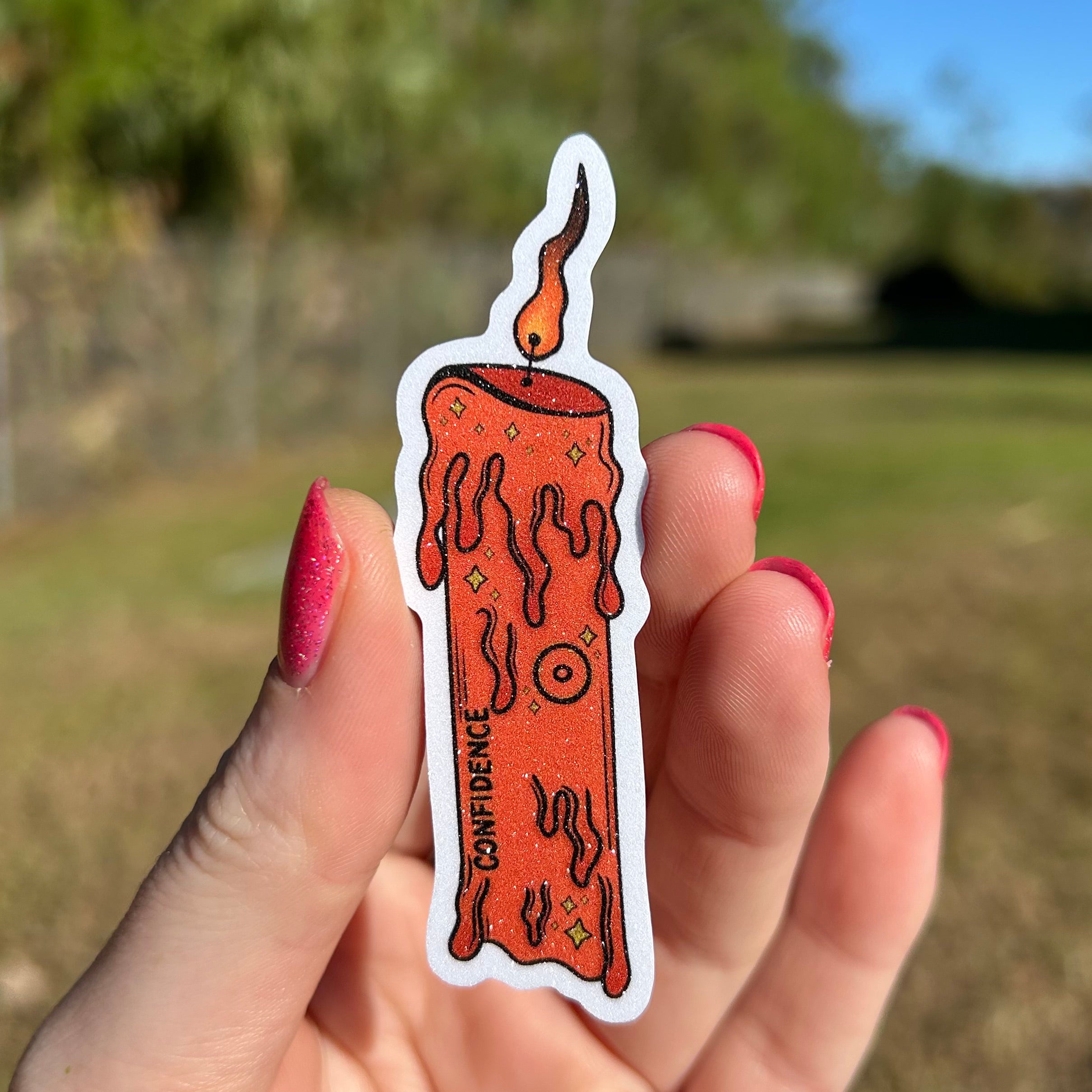 Confidence Spell Candle Glitter Sticker