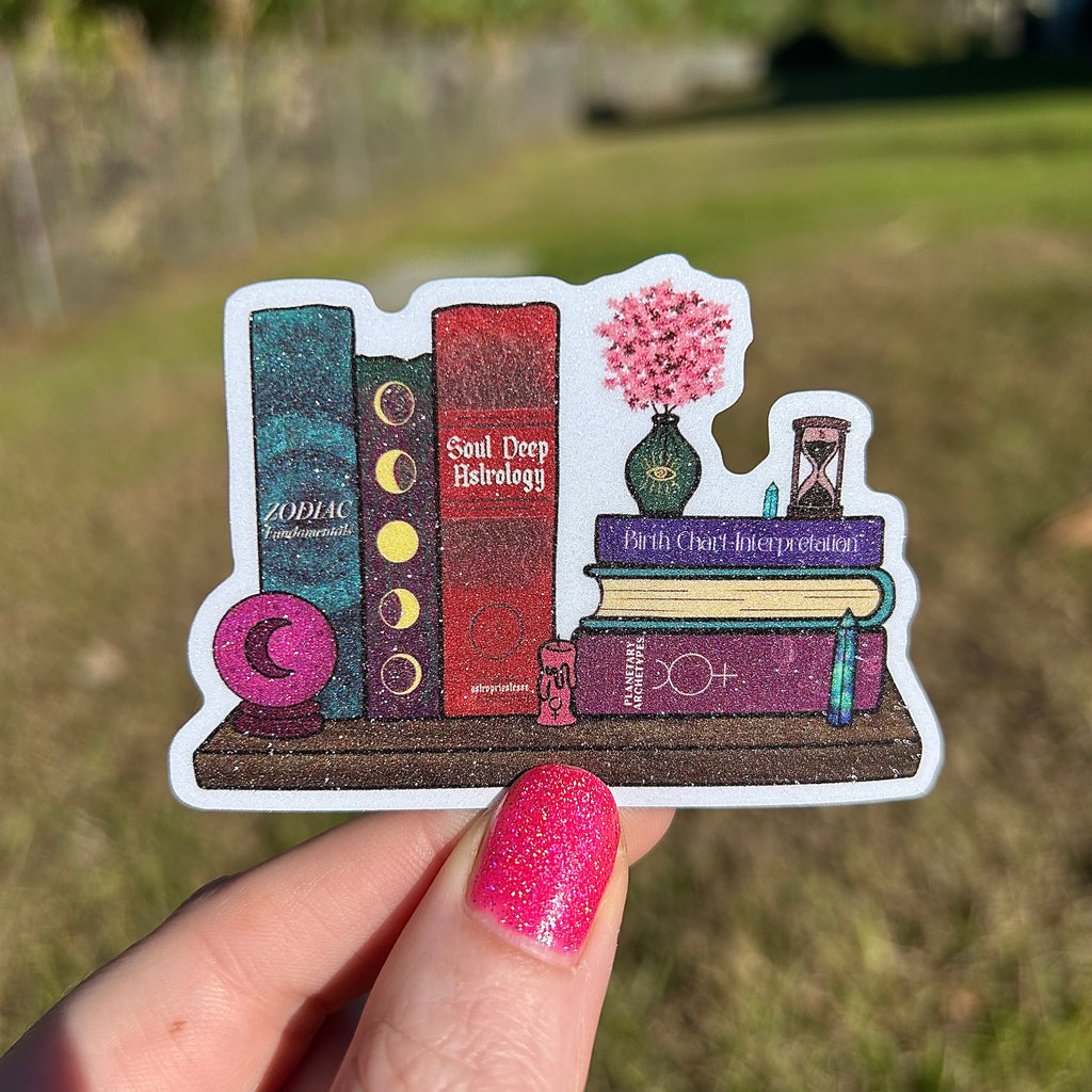 Astrology Bookshelf Glitter Sticker