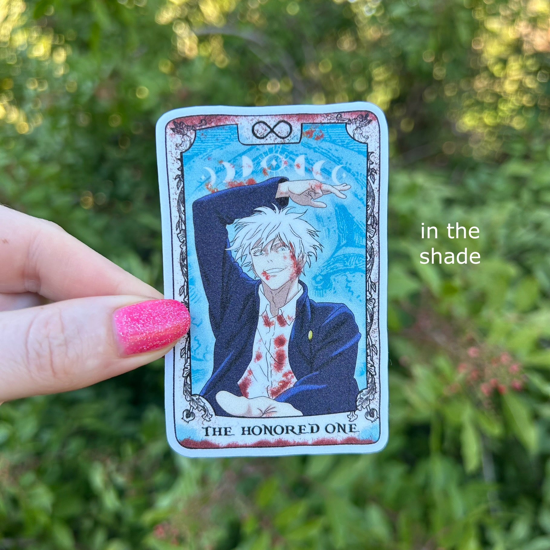The Honored One Tarot Anime Glitter Sticker