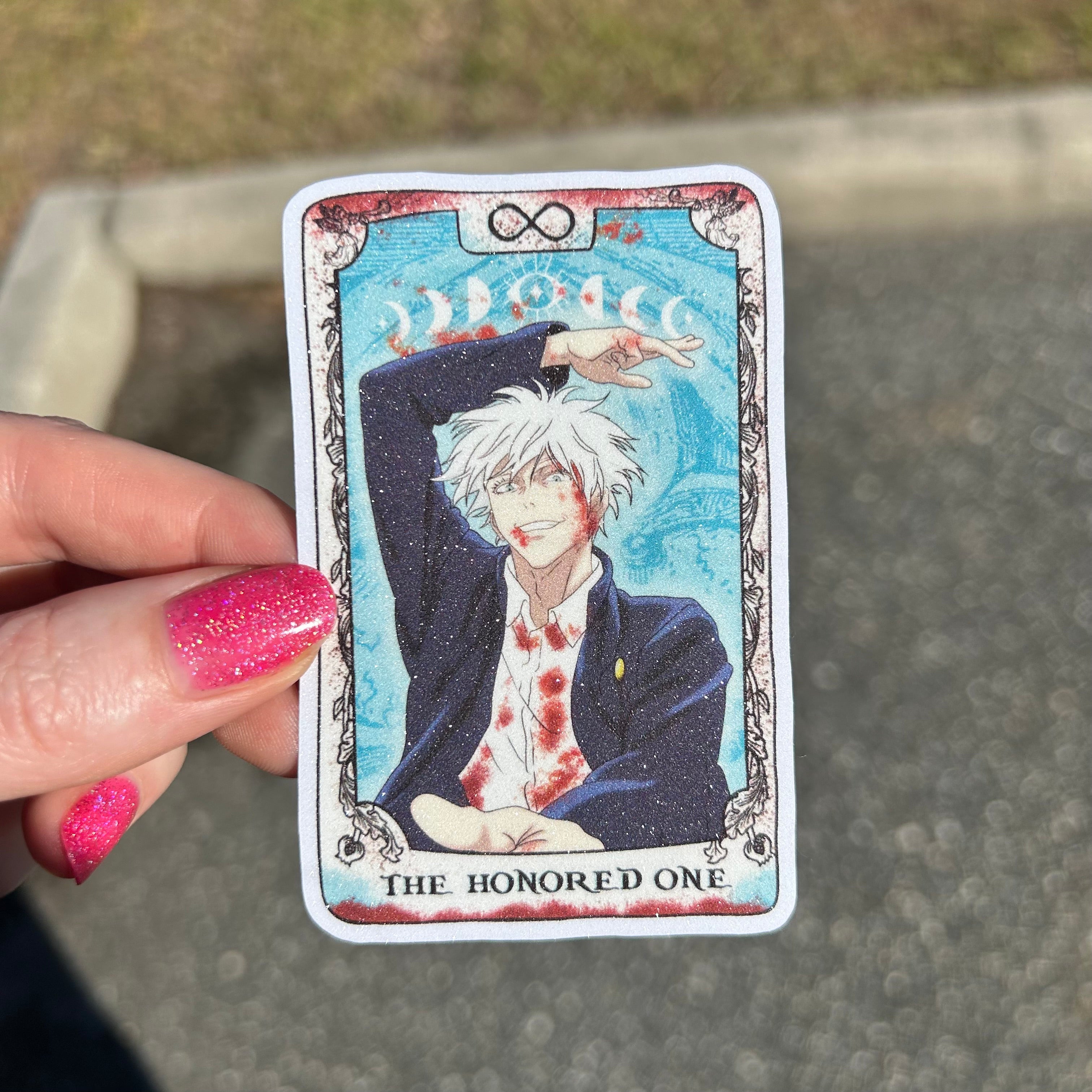 The Honored One Tarot Anime Glitter Sticker