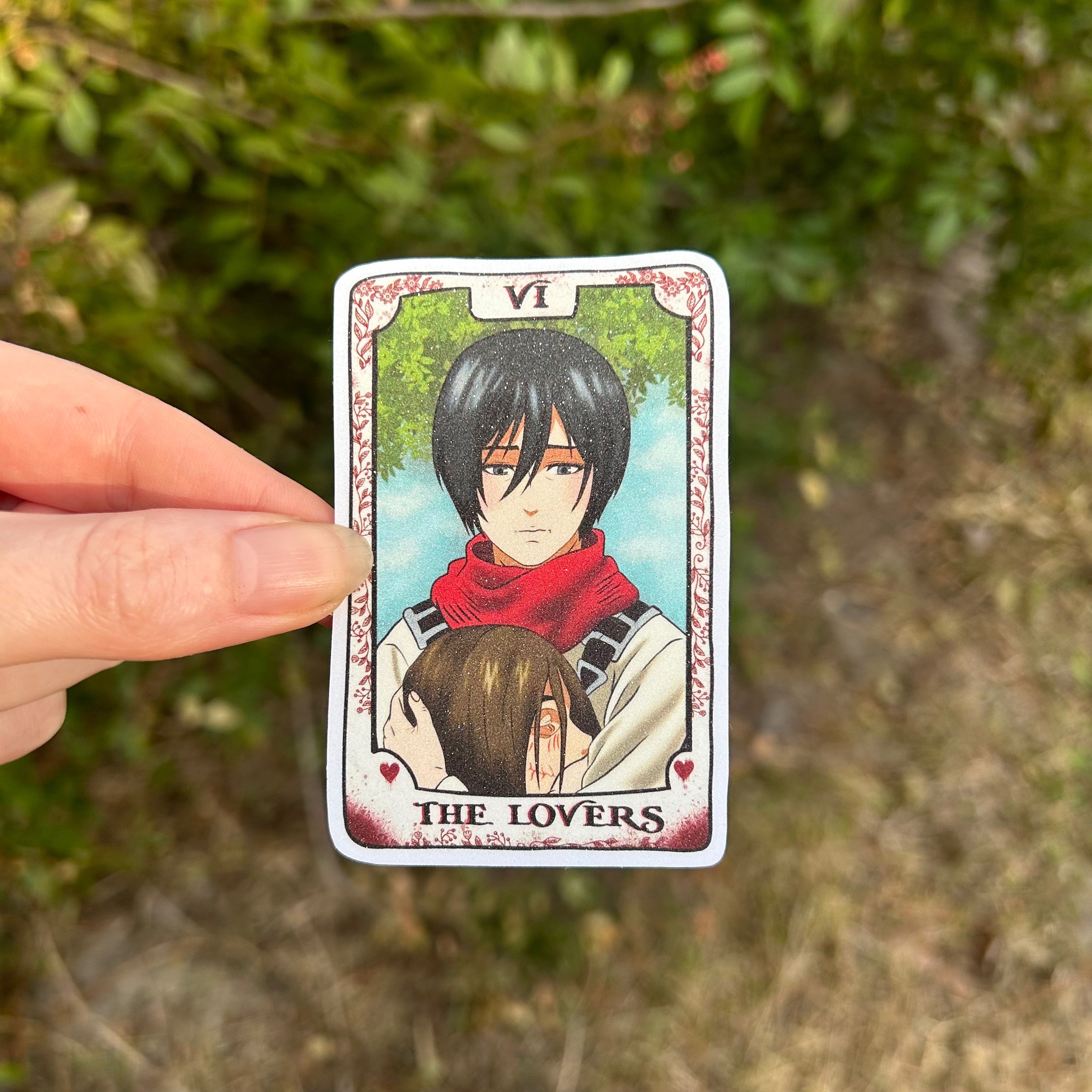 The Lovers Anime Tarot Glitter Sticker