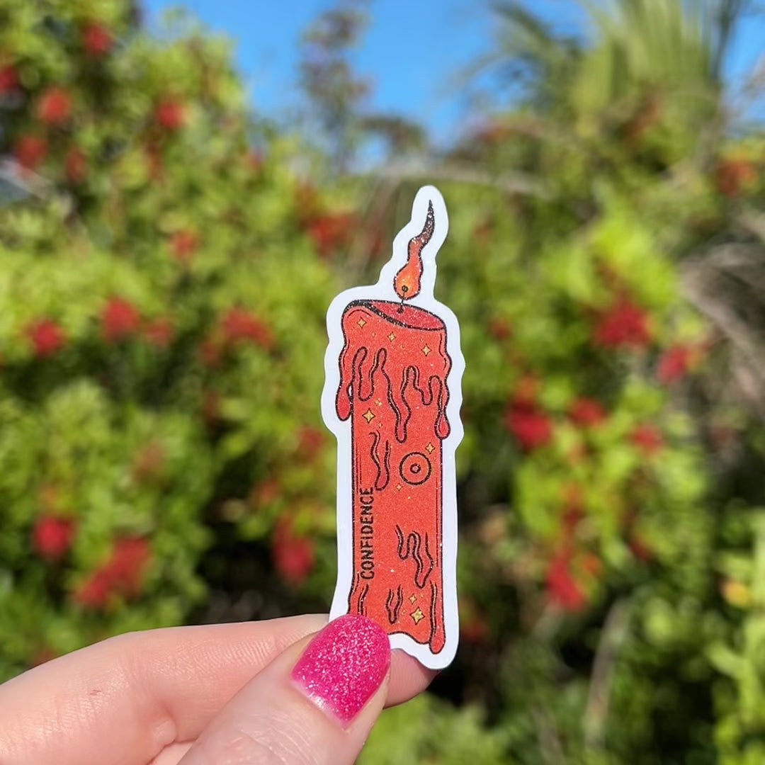 Confidence Spell Candle Glitter Sticker