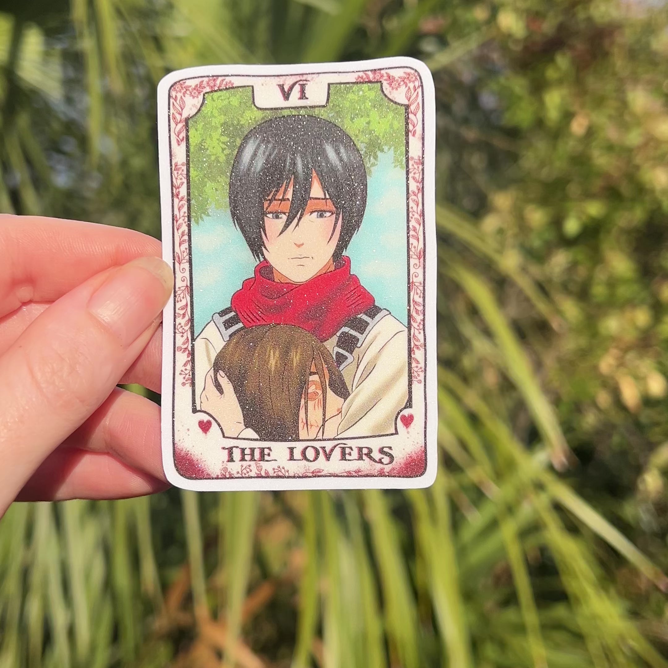 The Lovers Anime Tarot Glitter Sticker