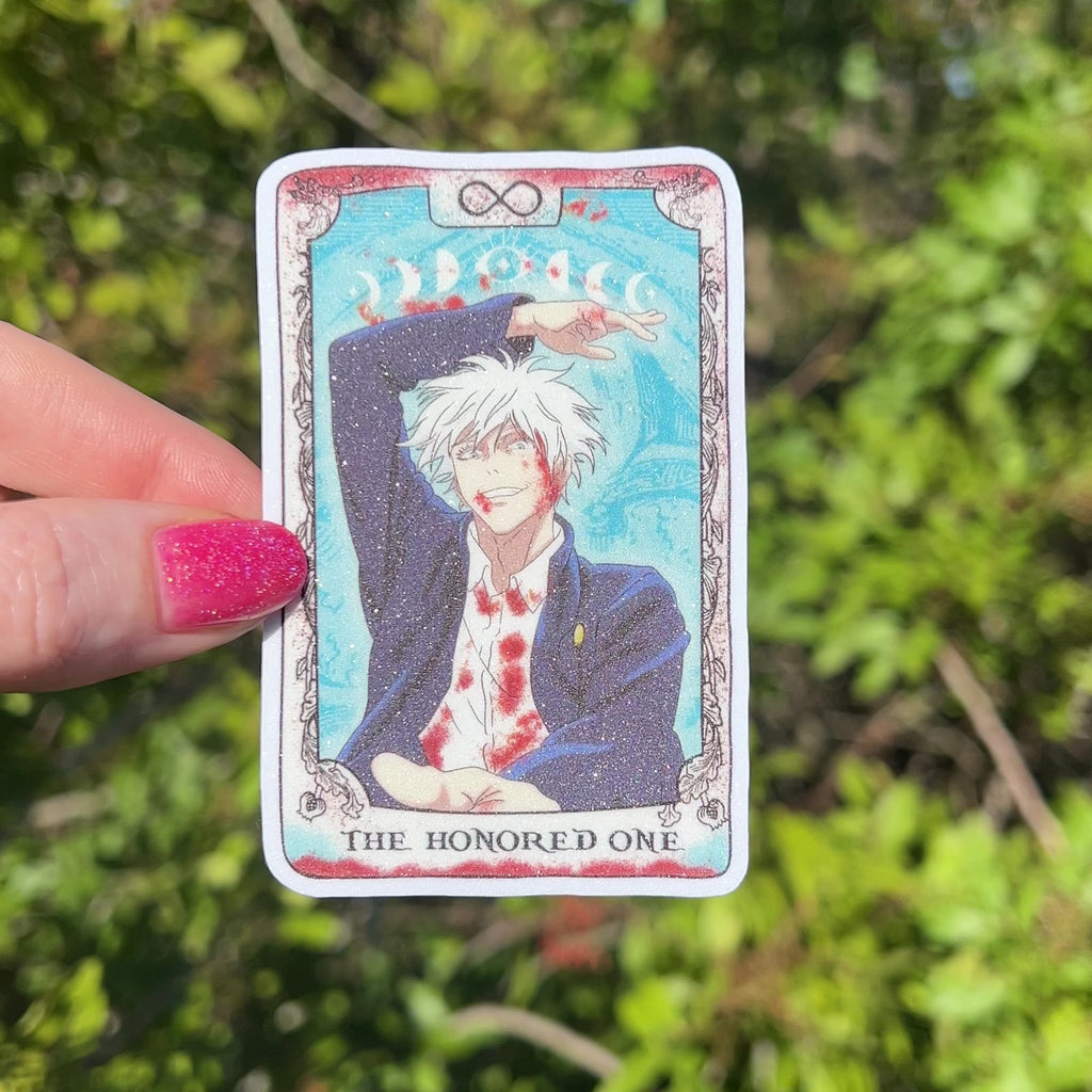 The Honored One Tarot Anime Glitter Sticker