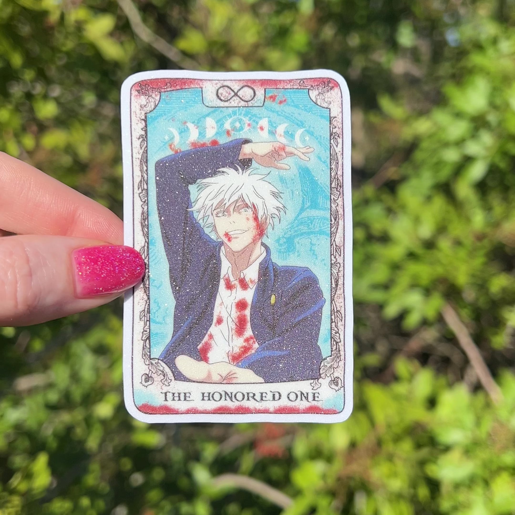 The Honored One Tarot Anime Glitter Sticker