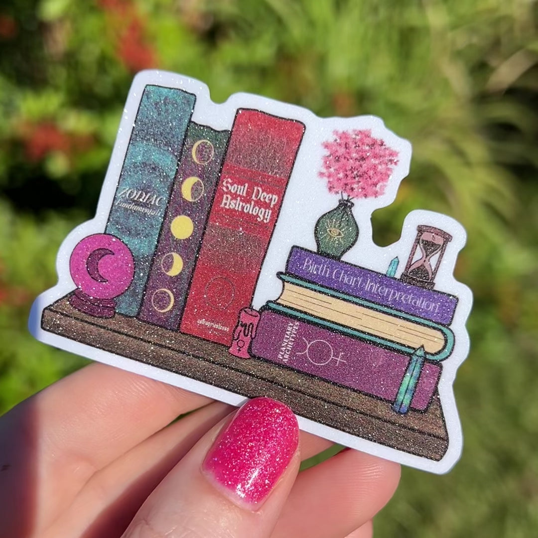 Astrology Bookshelf Glitter Sticker