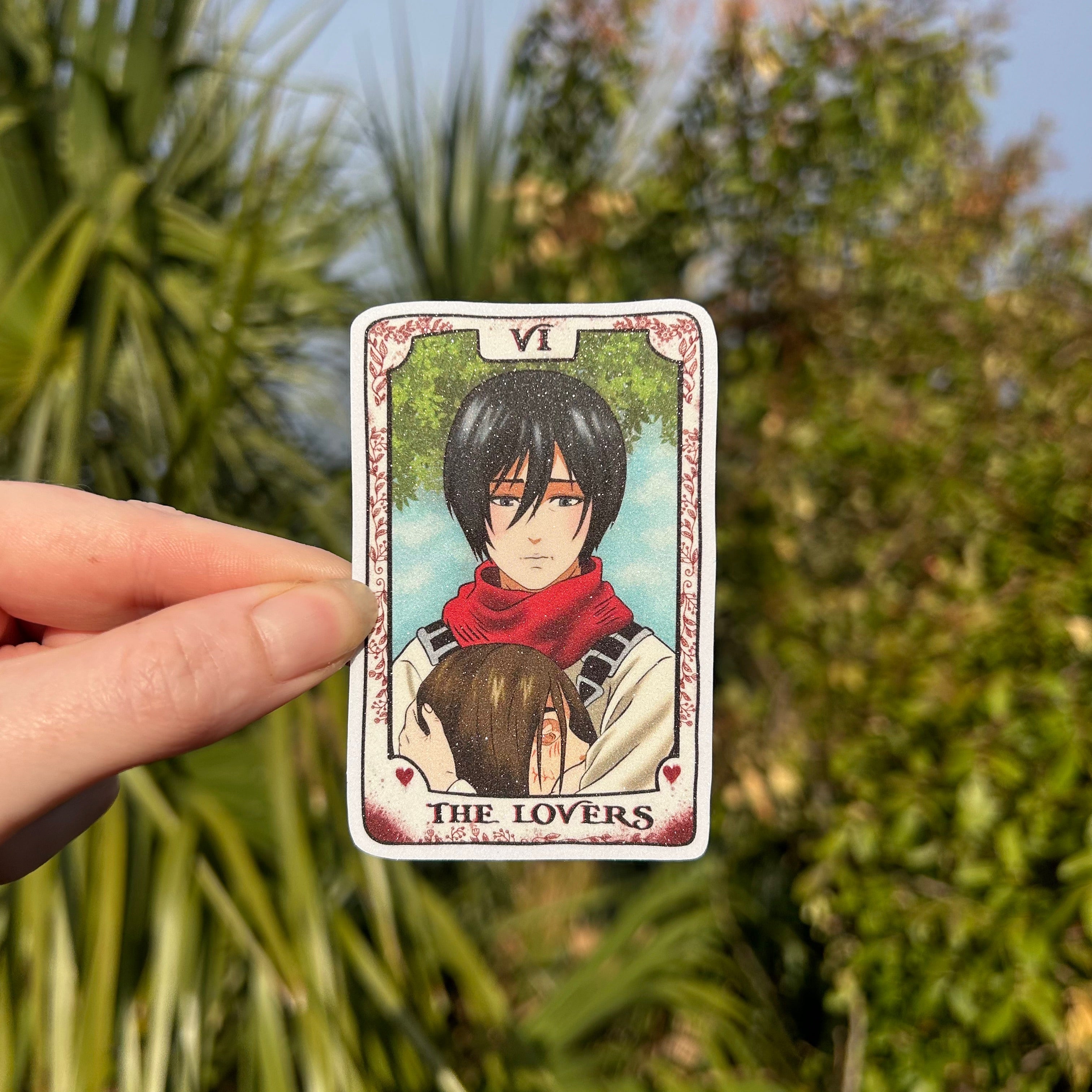 The Lovers Anime Tarot Glitter Sticker